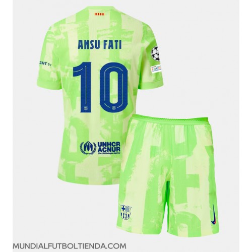 Camiseta Barcelona Ansu Fati #10 Tercera Equipación Replica 2024-25 para niños mangas cortas (+ Pantalones cortos)